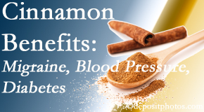 Cox Chiropractic Medicine Inc shares research on the benefits of cinnamon for migraine, diabetes and blood pressure.
