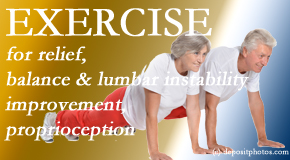 Cox Chiropractic Medicine Inc instructs low back pain sufferers simple exercises that address lumbar spine instability.