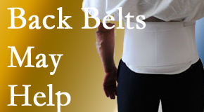 Fort Wayne back pain sufferers wearing back support belts are supported and reminded to move carefully while healing.