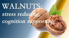 Cox Chiropractic Medicine Inc shares a picture of a walnut which is said to be good for the gut and reduce stress.