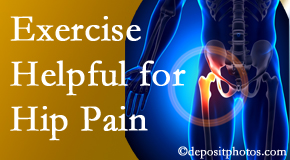 Cox Chiropractic Medicine Inc may recommend exercise for hip pain relief along with other chiropractic care options.