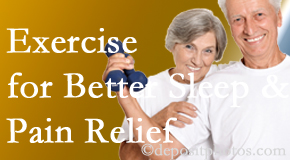 Cox Chiropractic Medicine Inc incorporates the suggestion to exercise into its treatment plans for chronic back pain sufferers as it improves sleep and pain relief.