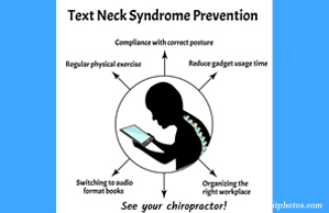 Cox Chiropractic Medicine Inc presents a prevention plan for text neck syndrome: better posture, frequent breaks, manipulation.